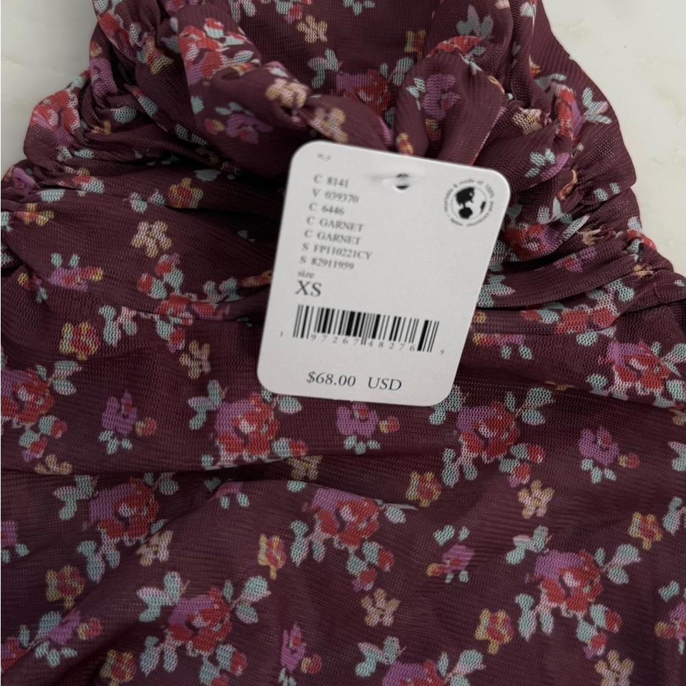 Free People Floral Bodysuit - Burgundy